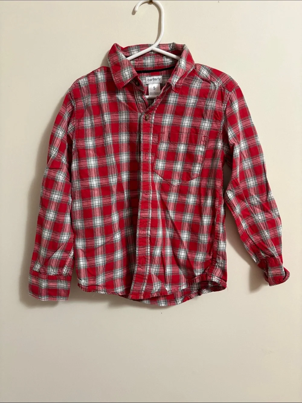 Carter's Red and White Plaid Button-Down Shirt for Kids